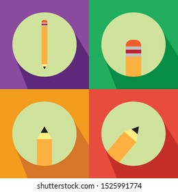 Pencil Flat Four Color Minimalist Flat Icon Logo Vector Illustration with Different Style