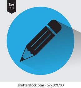 Pencil Flat Icon In Circle. Simple Sign Of Drawing. Web Symbol. Vector Illustration