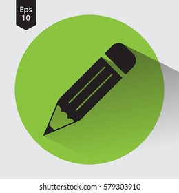 Pencil Flat Icon In Circle. Simple Sign Of Drawing. Web Symbol. Vector Illustration