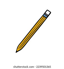 Icono de lápiz plano. doodle Símbolo de esquema único de alta calidad de graduación para diseño web o aplicación móvil. Señales delgadas de la línea de educación para el logo de diseño, visita tarjeta . Logo de esquema de la escuela