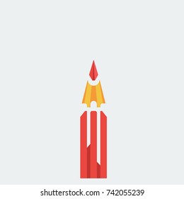 Pencil. Flat Icon Isolated on the White Background. Editable EPS File. Vector, Illustration