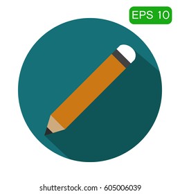 pencil flat icon or logo with long shadow,illustration vector