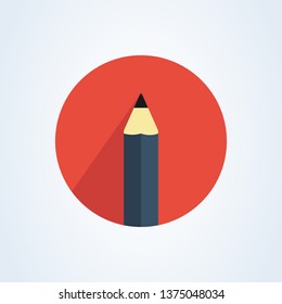 Pencil flat icon with long shadow on white background. Flat design style modern vector illustration.