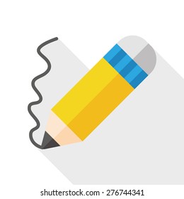 pencil flat icon with long shadow