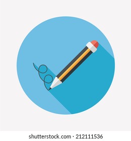 Pencil flat icon with long shadow,eps10