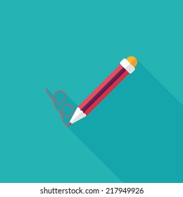 Pencil flat icon with long shadow,eps10