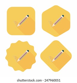 Pencil flat icon with long shadow,eps10