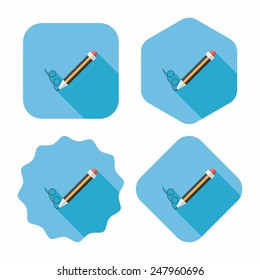 Pencil flat icon with long shadow,eps10