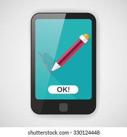 Pencil flat icon with long shadow,eps10