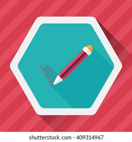 Pencil flat icon with long shadow,eps10
