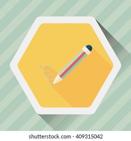 Pencil flat icon with long shadow,eps10