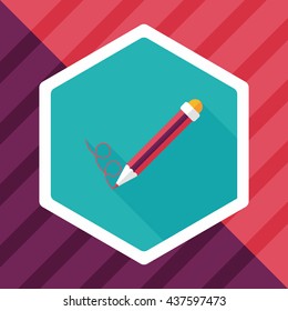 Pencil flat icon with long shadow,eps10
