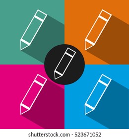 Pencil flat icon on color background