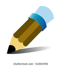 Pencil flat icon on white background