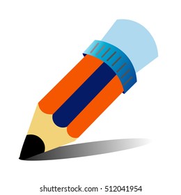 Pencil flat icon on white background
