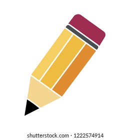 Pencil flat icon - school Pencil symbol. vector education illustration, stationery drawing tool isolated - sketch sign symbol