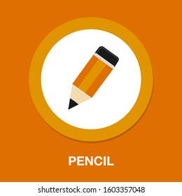 Pencil flat icon - school Pencil symbol. vector education illustration, stationery drawing tool isolated - sketch sign symbol