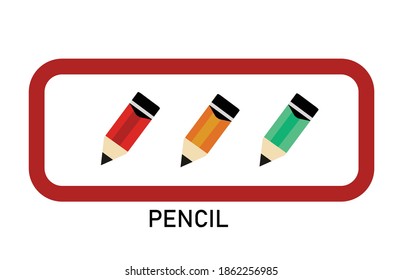 Pencil flat icon set stationery drawing tool isolated - sketch sign symbol