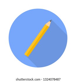Pencil flat icon with shadow for web design 
