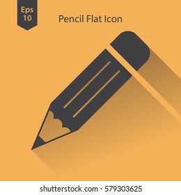 Pencil Flat Icon. Simple Sign Of Drawing. Web Symbol. Vector Illustration