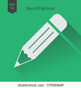 Pencil Flat Icon. Simple Sign Of Drawing. Web Symbol. Vector Illustration