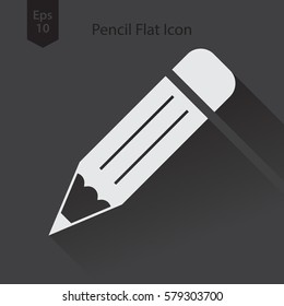 Pencil Flat Icon. Simple Sign Of Drawing. Web Symbol. Vector Illustration