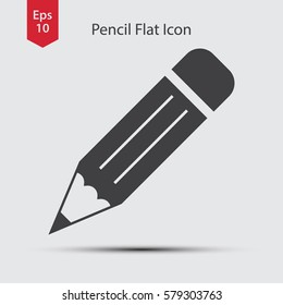 Pencil Flat Icon. Simple Sign Of Drawing. Web Symbol. Vector Illustration
