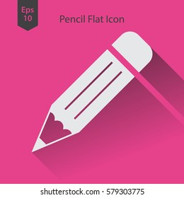 Pencil Flat Icon. Simple Sign Of Drawing. Web Symbol. Vector Illustration