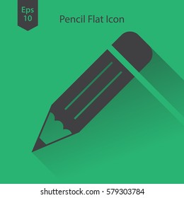 Pencil Flat Icon. Simple Sign Of Drawing. Web Symbol. Vector Illustration