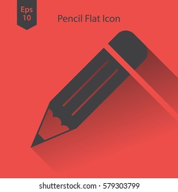 Pencil Flat Icon. Simple Sign Of Drawing. Web Symbol. Vector Illustration