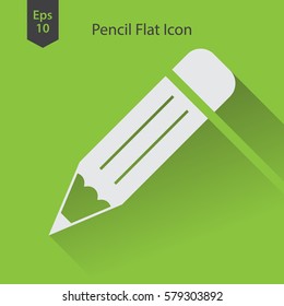 Pencil Flat Icon. Simple Sign Of Drawing. Web Symbol. Vector Illustration