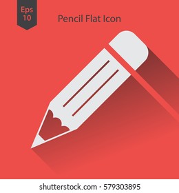 Pencil Flat Icon. Simple Sign Of Drawing. Web Symbol. Vector Illustration