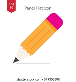 Pencil Flat Icon. Simple Sign Of Drawing. Web Symbol. Vector Illustration