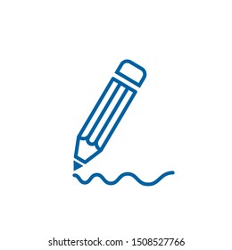 Pencil flat icon. Single high quality outline symbol of graduation for web design or mobile app.