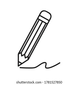 Pencil flat icon. Single high quality outline symbol of graduation for web design or mobile app. Thin line signs of education for design logo, visit card, etc. Outline logo of school.