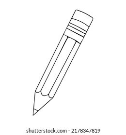 Pencil flat icon. Single high quality outline symbol of graduation for web design or mobile app. Thin line signs of education for design logo, visit card, etc. Outline logo of school