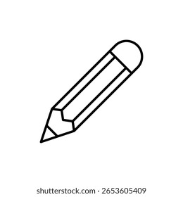 Ícone de lápis na horizontal. Símbolo único do esboço de alta qualidade da graduação para web design ou aplicativo móvel. Sinais de linha fina da educação para o logotipo do projeto, cartão de visita, etc. Logotipo da estrutura de tópicos da escola