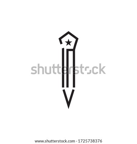 Pencil flat icon. Single high quality outline symbol of graduation for web design or mobile app. Thin line signs of education for design logo, visit card, etc. Outline logo of schoo