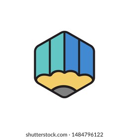 Pencil flat icon. Single icon for web design or mobile app. Outline cartoon logo school concept - Vector