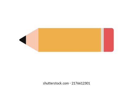 Pencil Flat Icon For Web. Simple Pencil Flat Sign Vector Design. Minimalist Pencil Web Icon Isolated On White Background. Cute Pencil Logo Clipart. School Supplies Symbol Icon