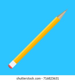 Pencil flat isolated. Vector pencil icon, illustration of school pencil tool for education