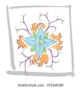 Pencil flower abstrarct background vector illustration hand drawn