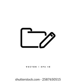 Pencil Folder Icon. Editable Stroke
