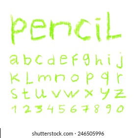  Pencil font Hand drawn. Vector illustration.