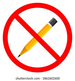 Pencil are forbidden. Stop pencil icon. Vector illustration. You cannot Use a pencil