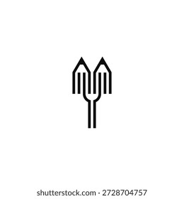 Pencil fork restaurant logo design.