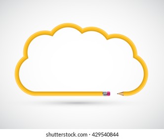 Pencil in the form of clouds for presentations or education. Vector Illustration. 