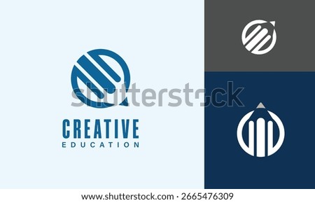 Pencil in form letter e isolated circle for Creative company logo design vector