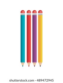pencil four colored icons flat isolated