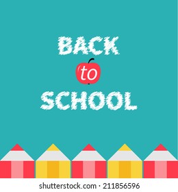 Pencil frame. Back to school card. Flat design. Vector illustration